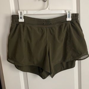 Army Green Lululemon 4” Hotty Hot Shorts